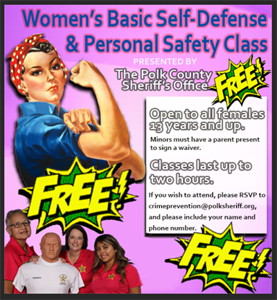 Womens Self Defense Poster. Woman pose as Rita the riveter